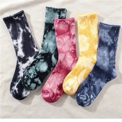 Atmungsaktive, gerippte Sportsocken aus Baumwolle mit Batikmuster