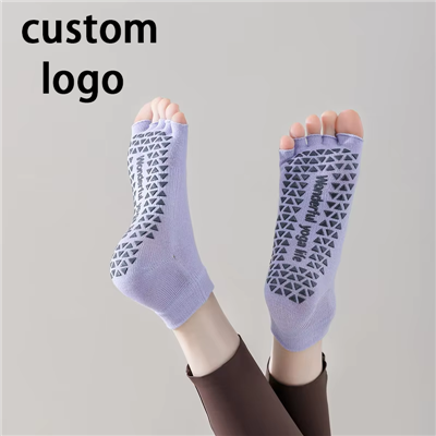 Hochwertige Fünf-Zehen-Knöchel-Pilates-Socken mit professionellem Griff, Standard-Baumwolle, solides Yoga, personalisierte Pilates-Socken